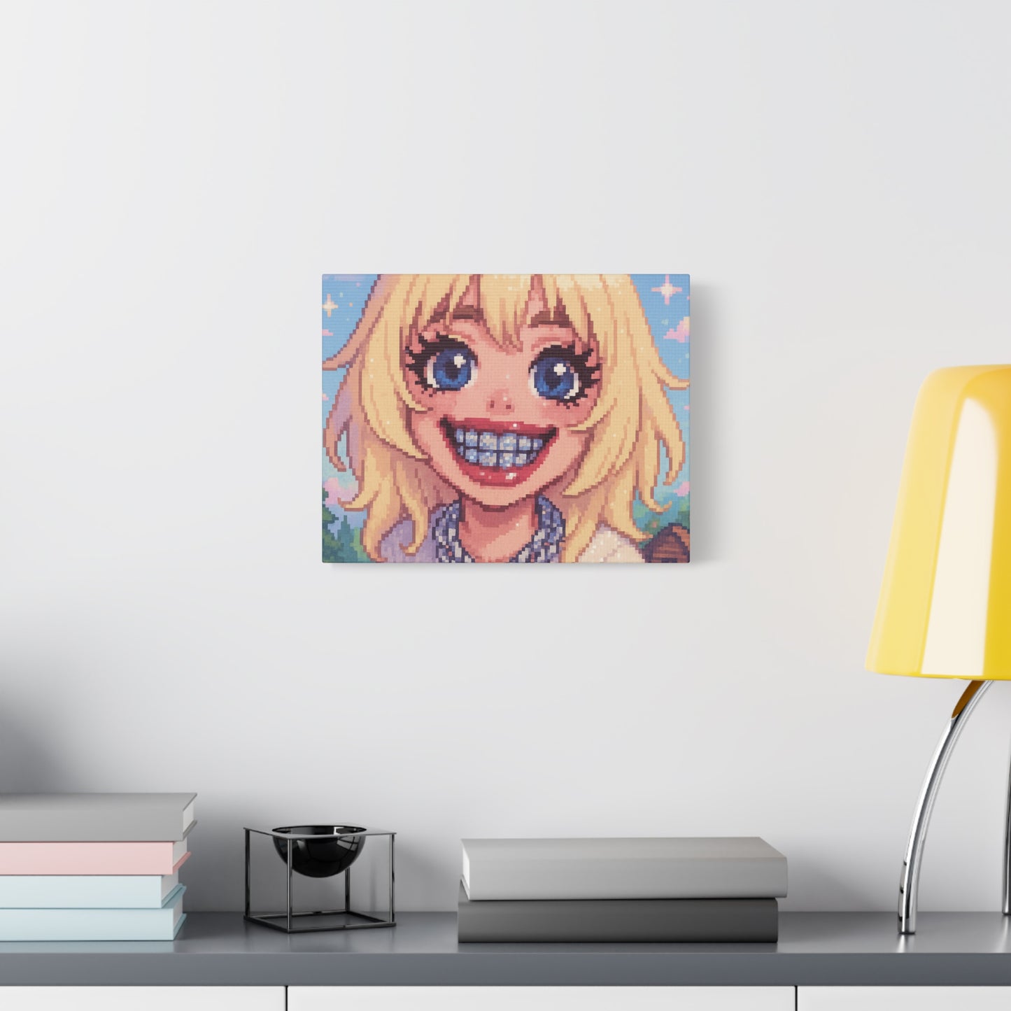 Spring Blonde Cutie Pixel Art "GRILLZ" Canvas