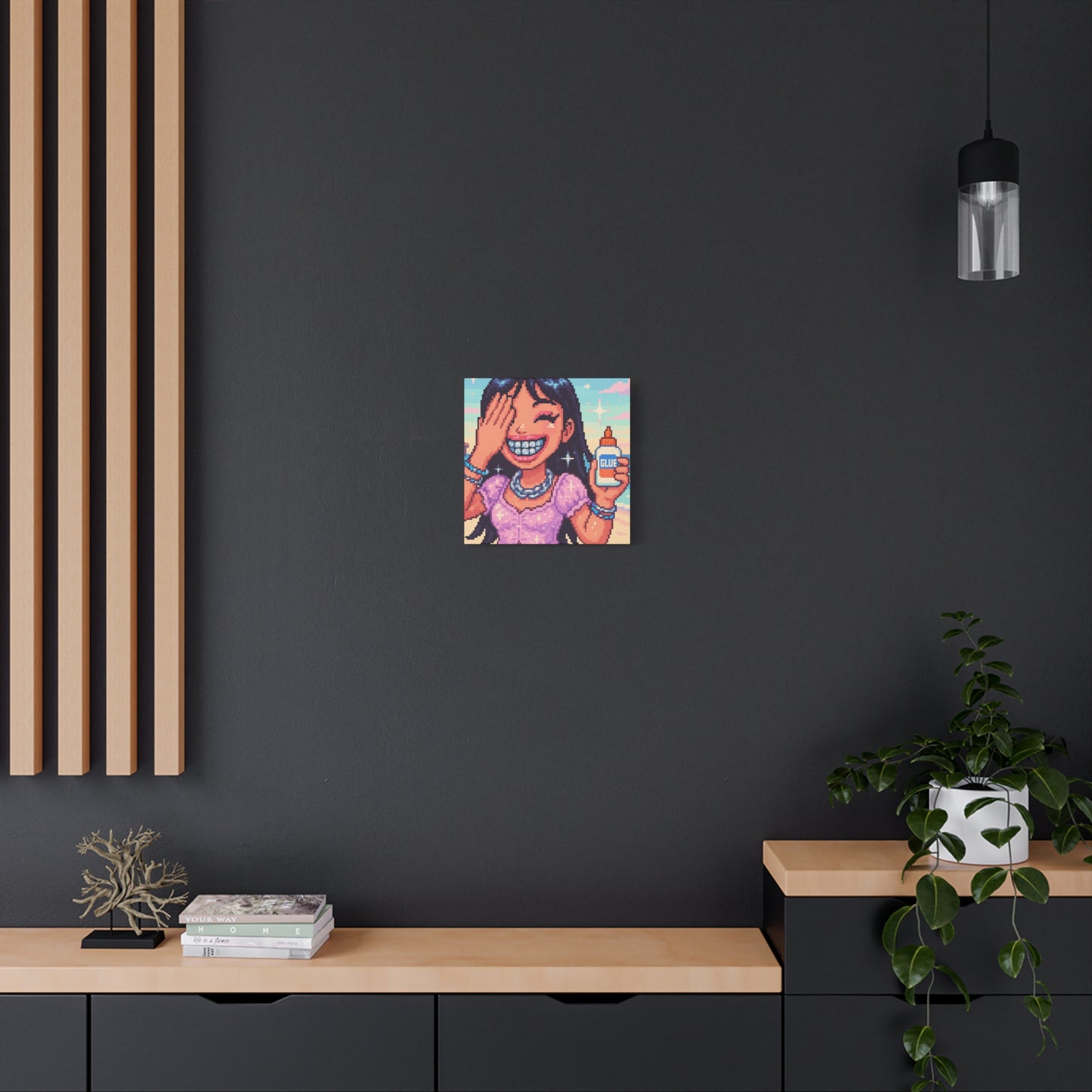 Pink Dress Beach Girlie With GLUE "GRILLZ" Canvas