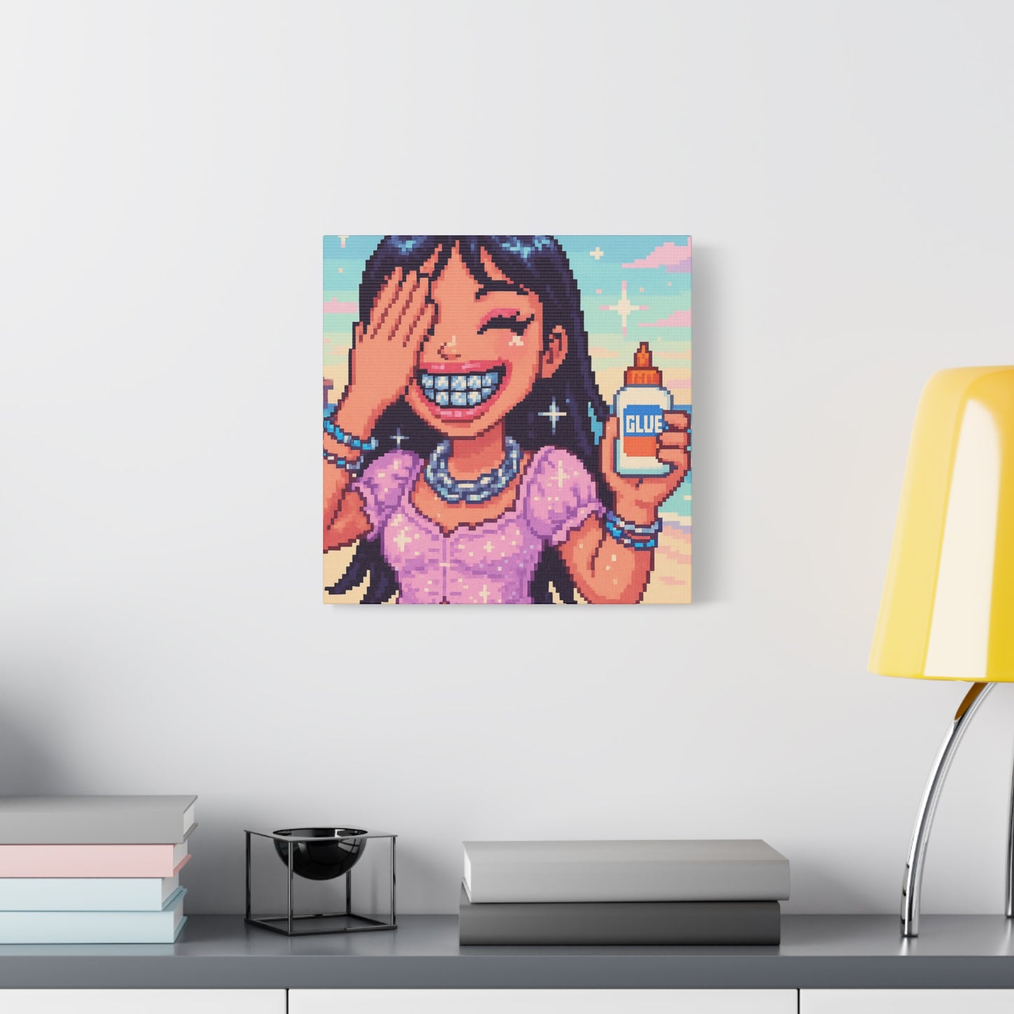 Pink Dress Beach Girlie With GLUE "GRILLZ" Canvas