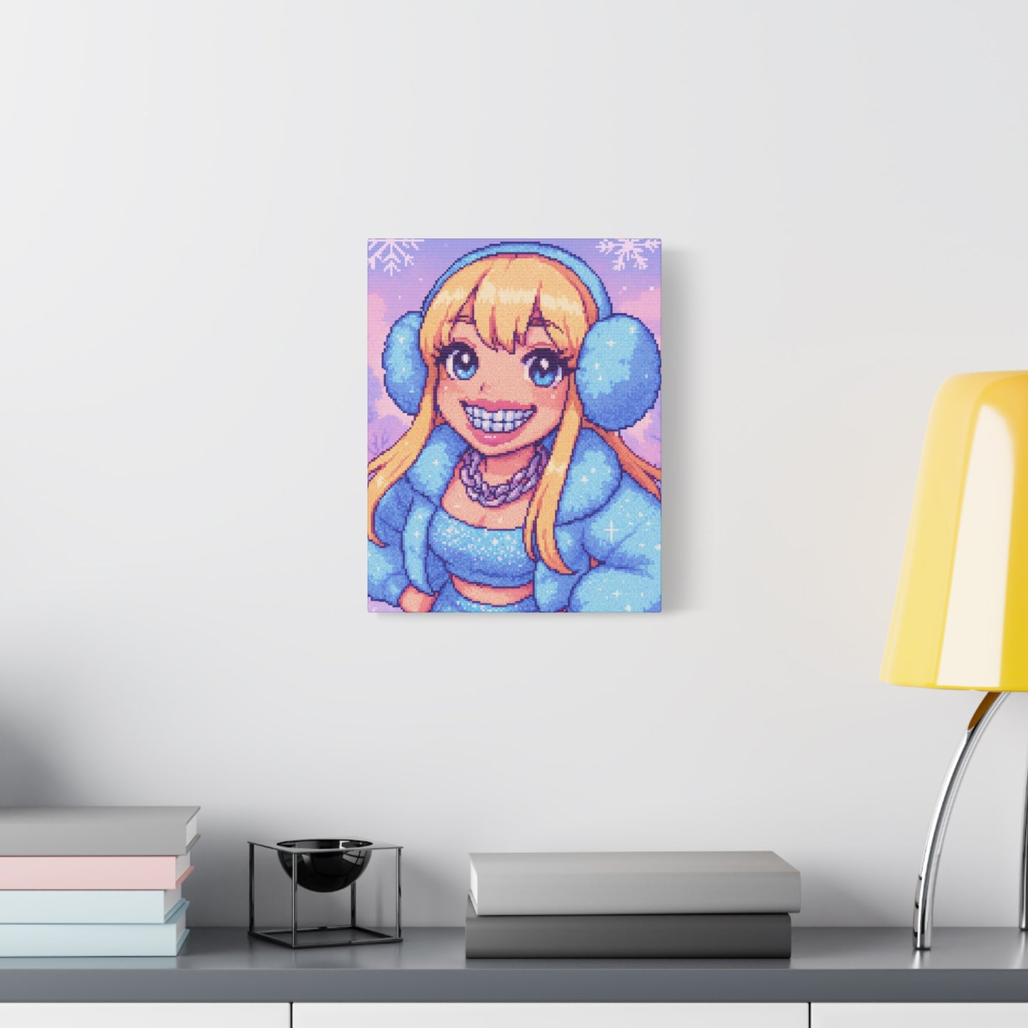 Winter Blonde Cutie Pixel Art "GRILLZ" Canvas