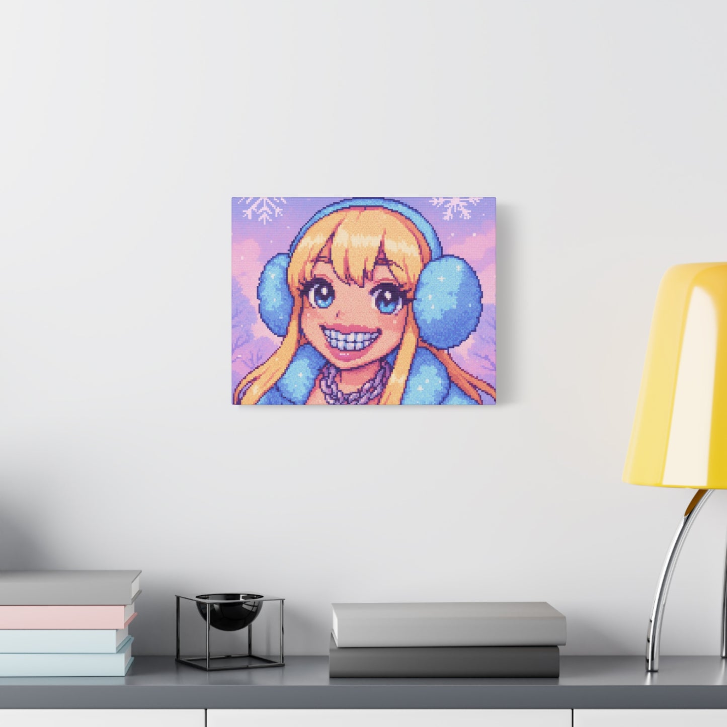 Winter Blonde Cutie Pixel Art "GRILLZ" Canvas