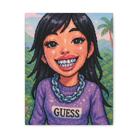 Summer Wasian Cutie Pixel Art "GRILLZ" Canvas